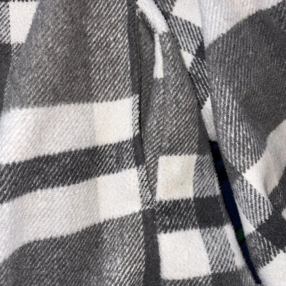 Flannel Oversized grey white Button Down coat XL - Picture 11 of 11